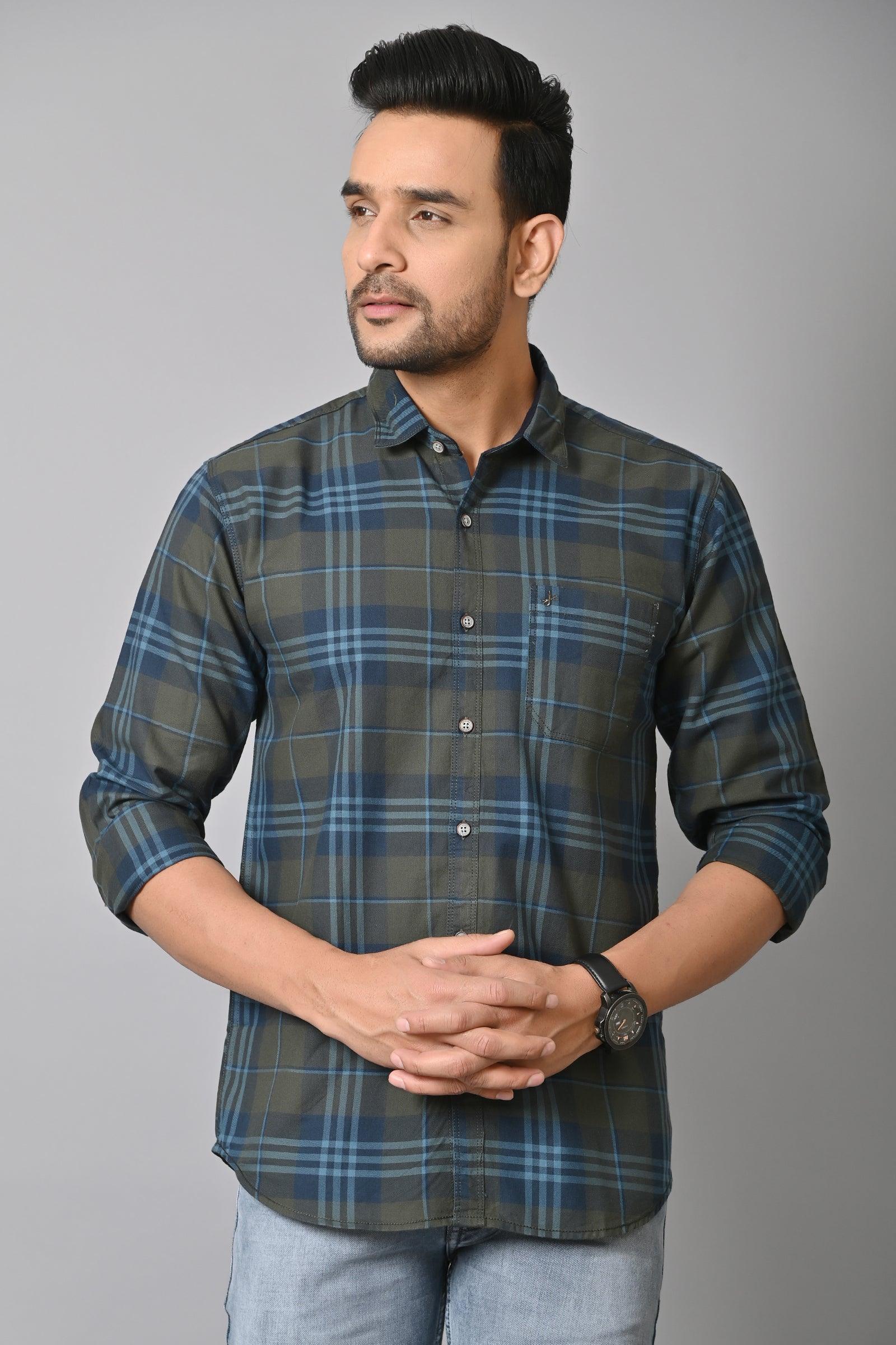 Jaguro Men's Checkered Casual Shirt