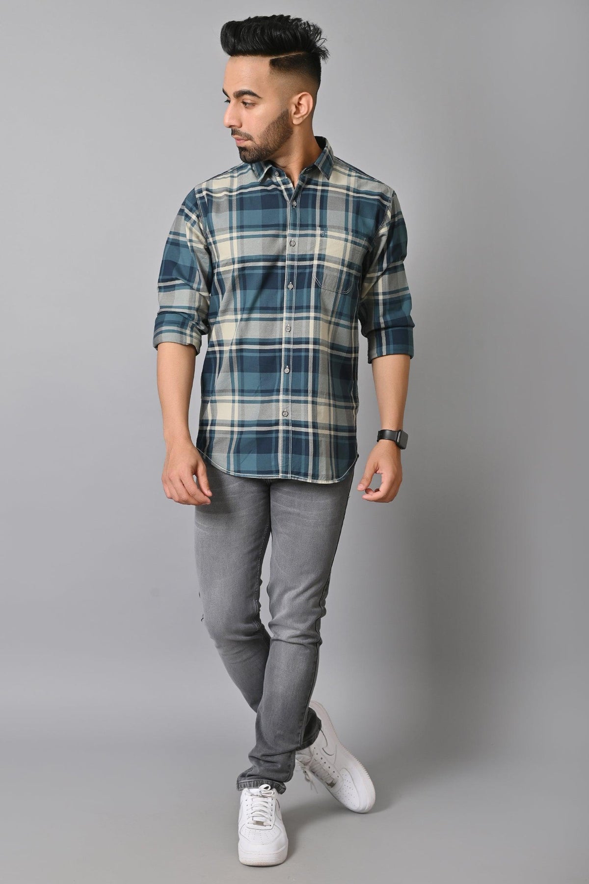 Jaguro Men's Checkered Casual Shirt