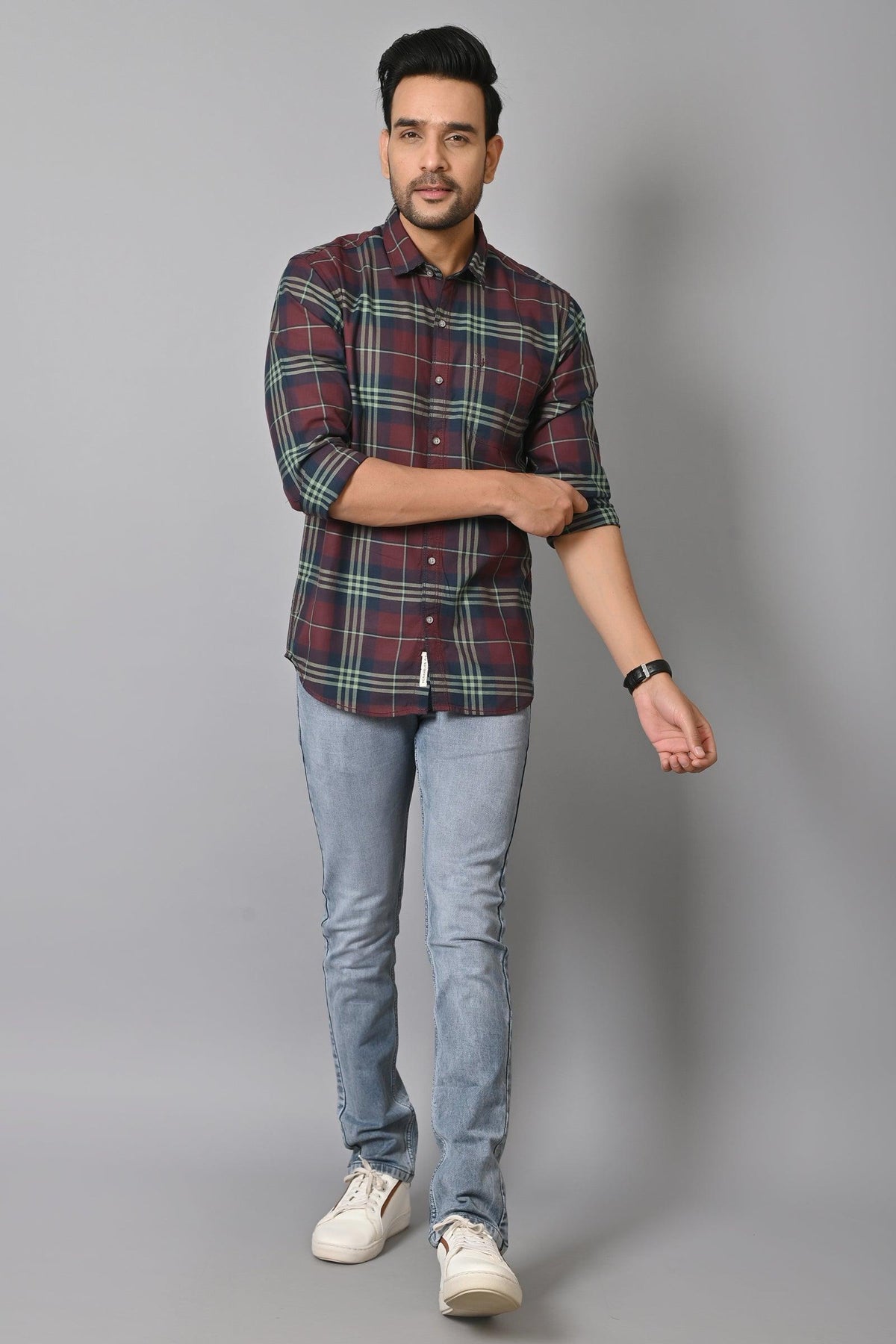 Jaguro Men's Checkered Casual Shirt