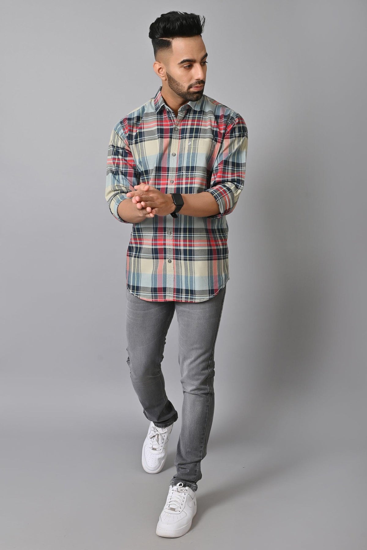 Jaguro Men's Checkered Casual Shirt