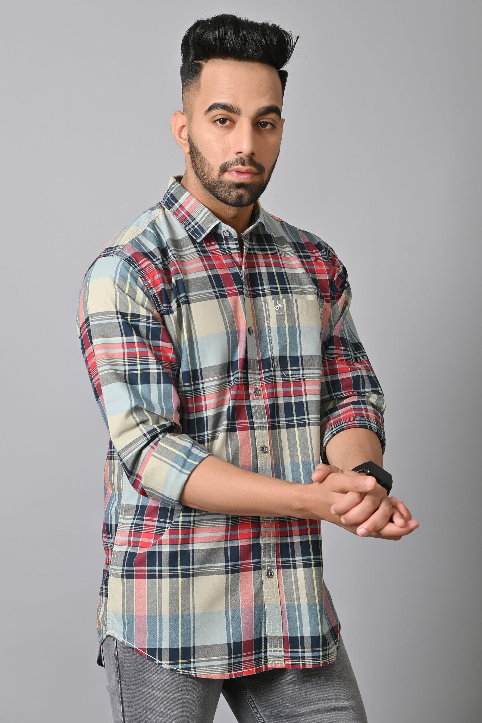 Jaguro Men's Checkered Casual Shirt