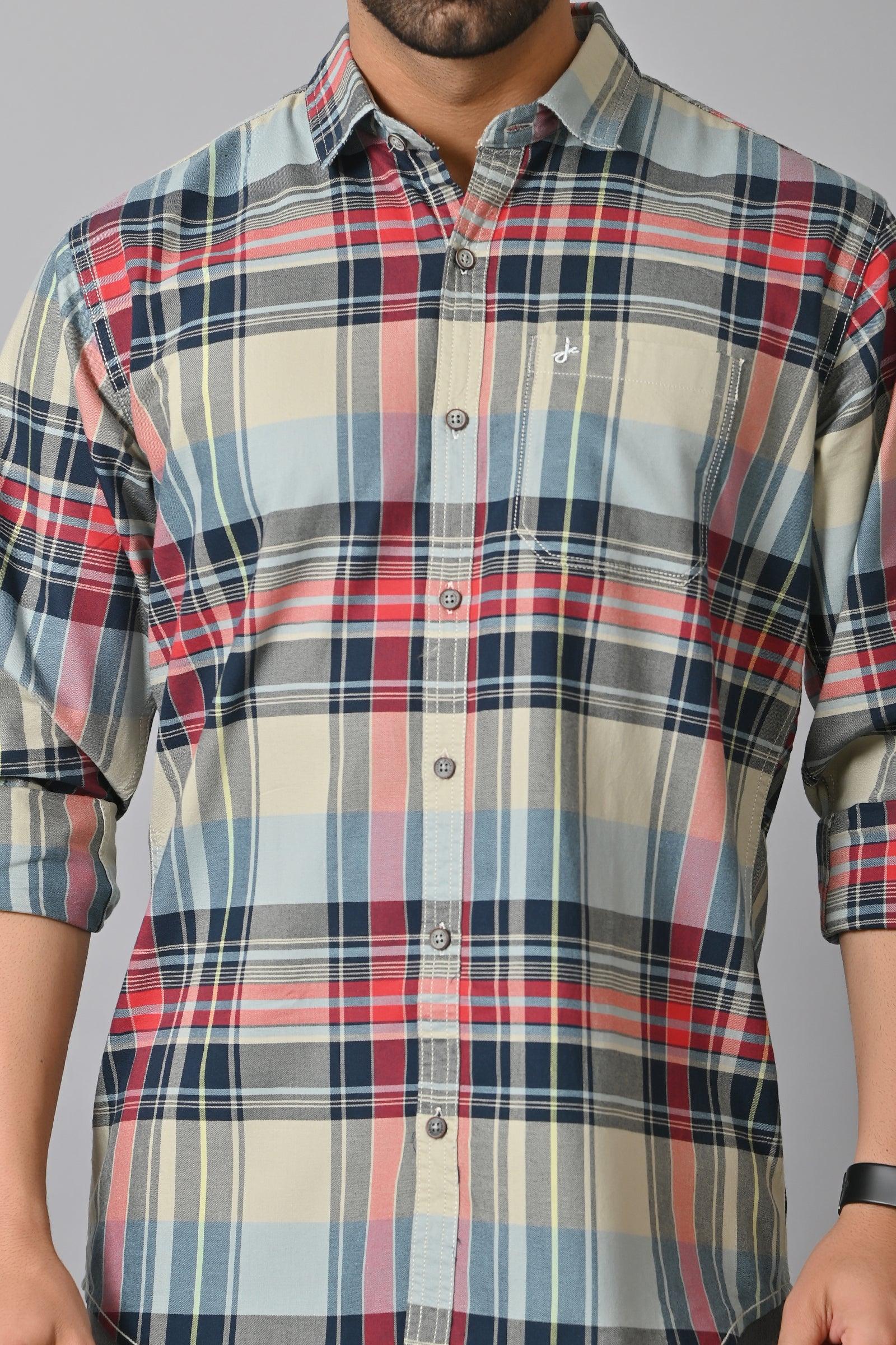 Jaguro Men's Checkered Casual Shirt