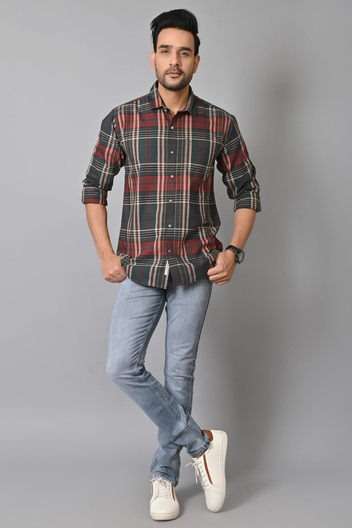 Jaguro Men's Checkered Casual Shirt