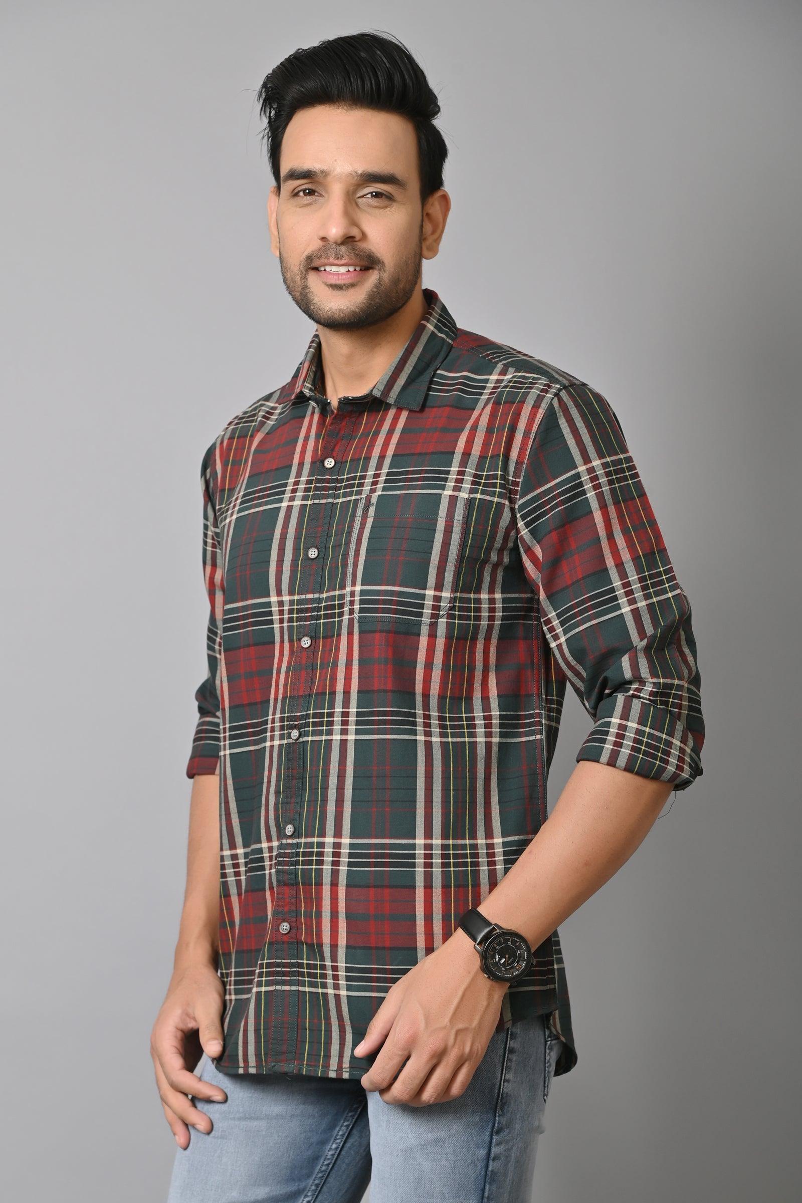 Jaguro Men's Checkered Casual Shirt