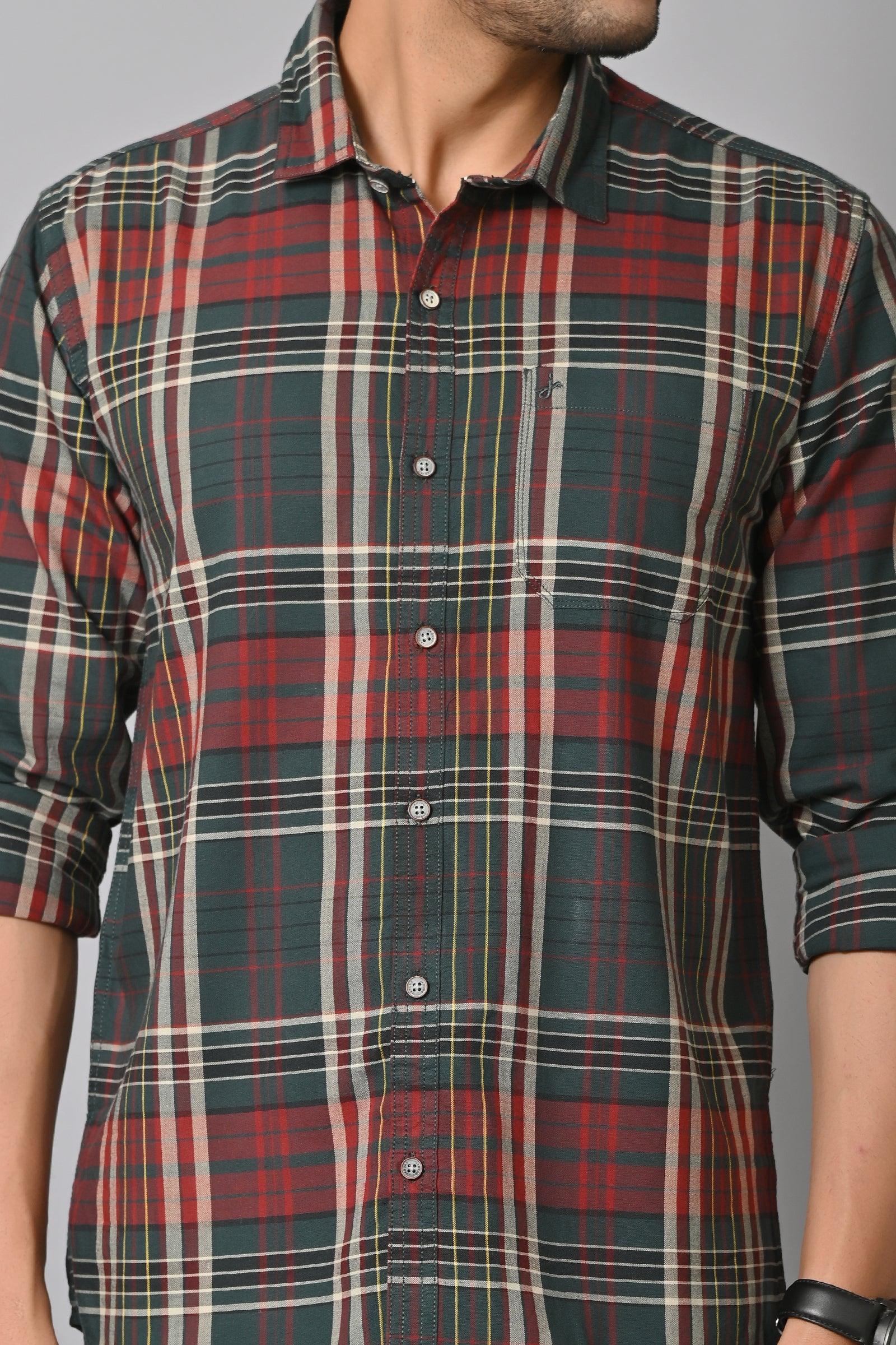 Jaguro Men's Checkered Casual Shirt