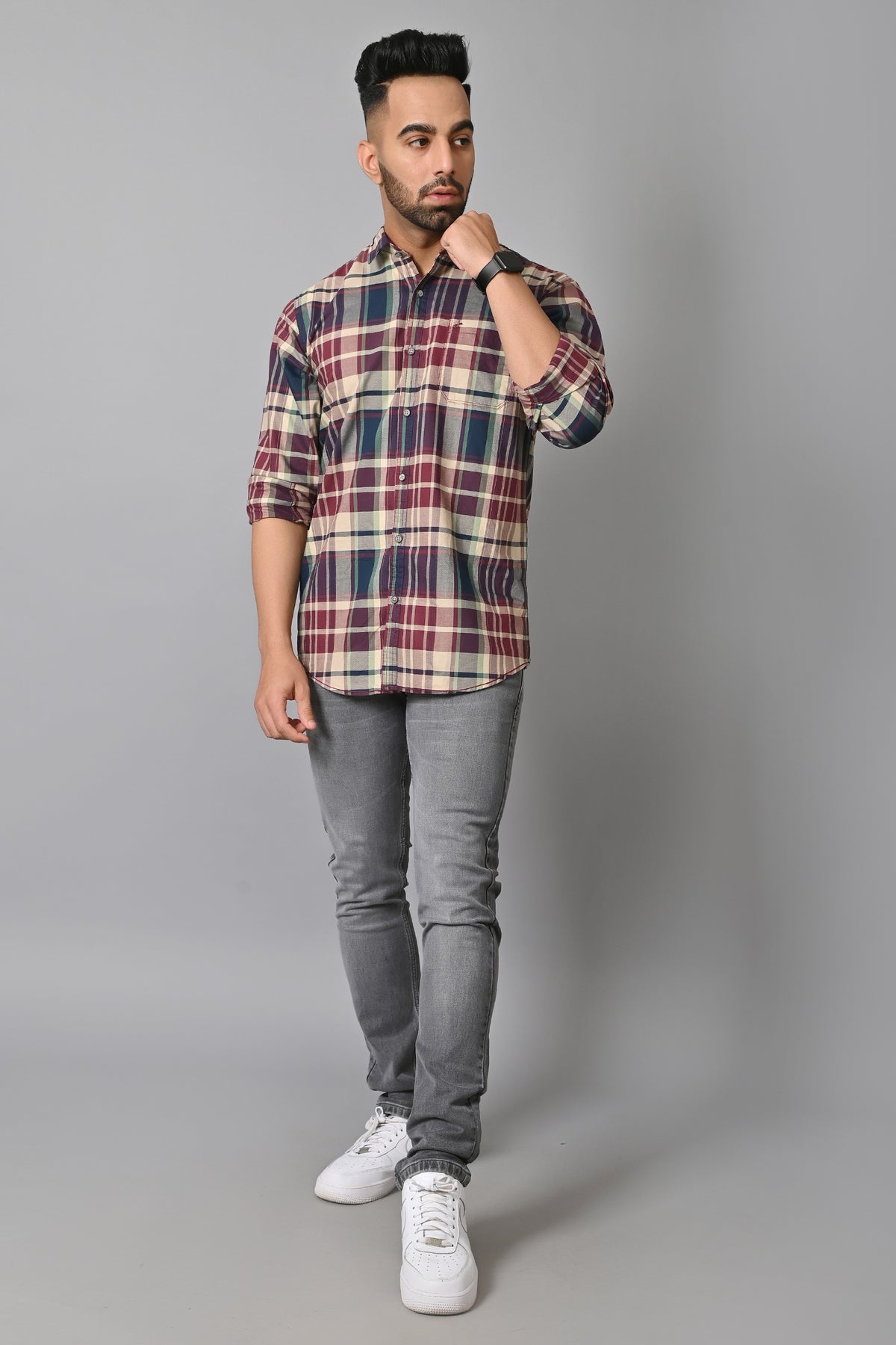 Jaguro Men's Checkered Casual Shirt