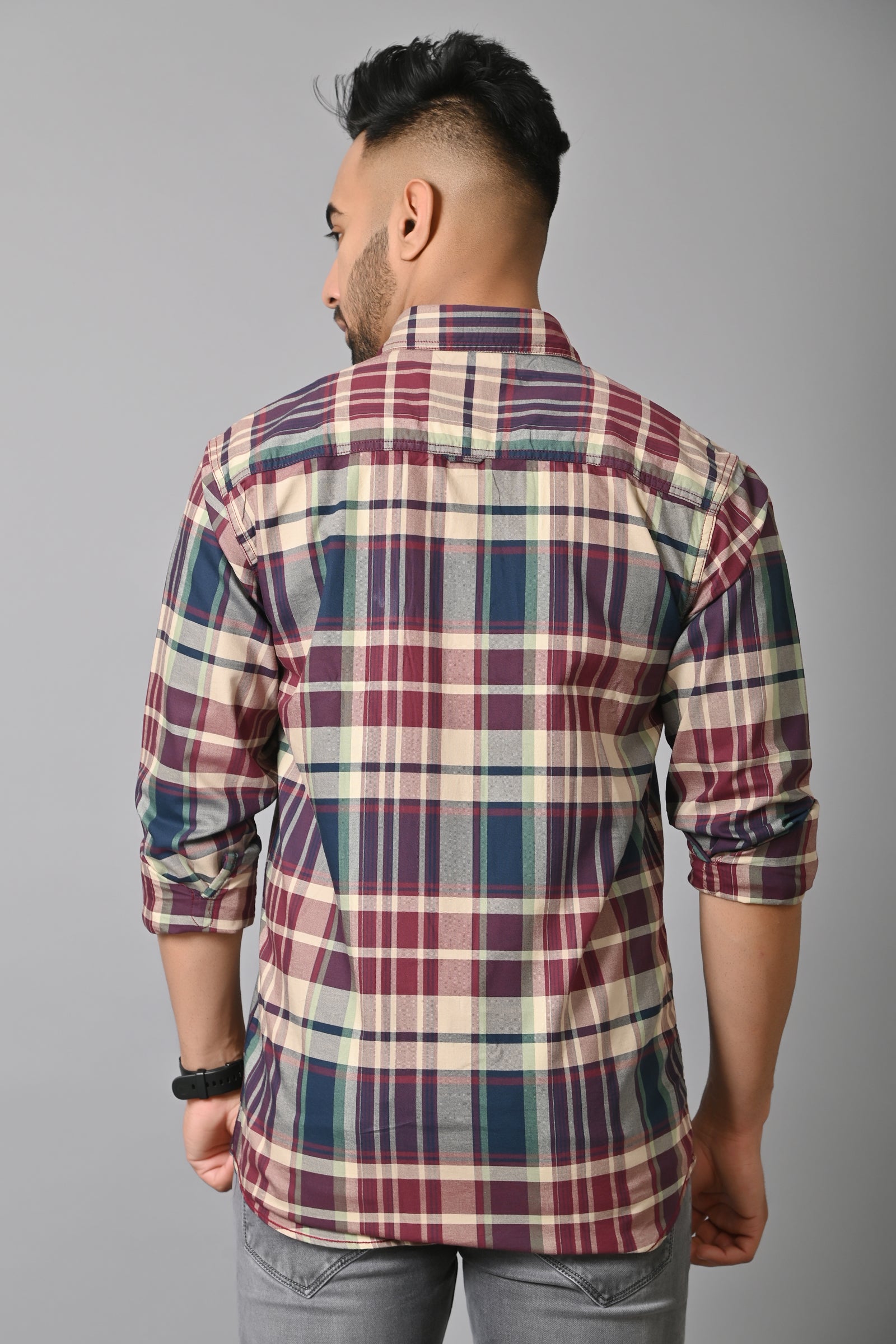 Jaguro Men's Checkered Casual Shirt