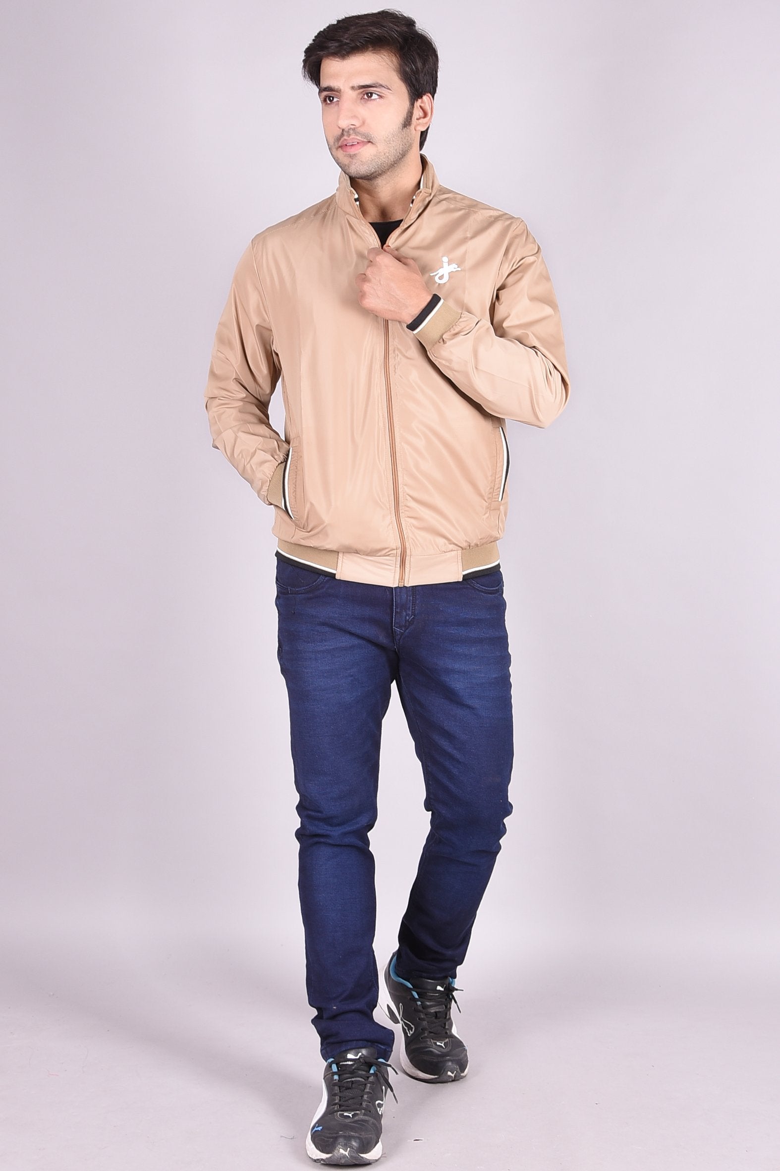 JAGURO Men's Polyester Khakhi Solid Stylish Sporty Jacket