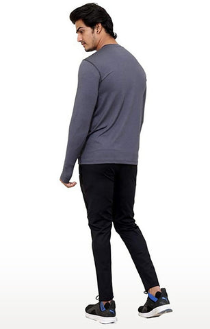 JAGURO Black Solid Full-Sleeves T-Shirt