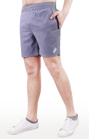 JAGURO Light Grey Polyester Activewear Shorts