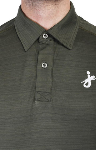 JAGURO Olive Stripped Polo T-Shirt