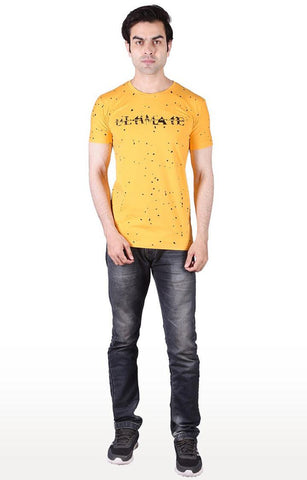 JAGURO Yellow Stylish Printed T-Shirt