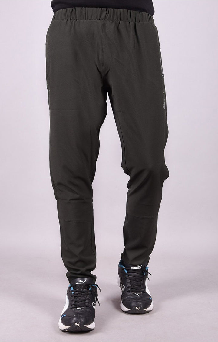 JAGURO Olive Polyester Solid Sports Trackpant