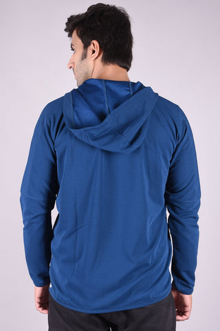 JAGURO Stylish Men's Polyester Zipper Teal Blue Hoody Jacket