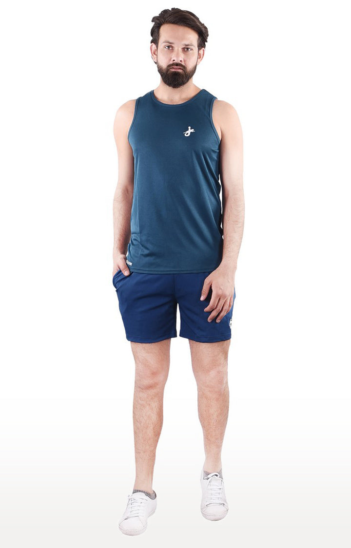 JAGURO Royal Blue Polyester Solid Sports Shorts