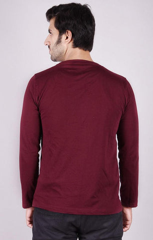 JAGURO Maroon Fit Type Full-Sleeves T-Shirt