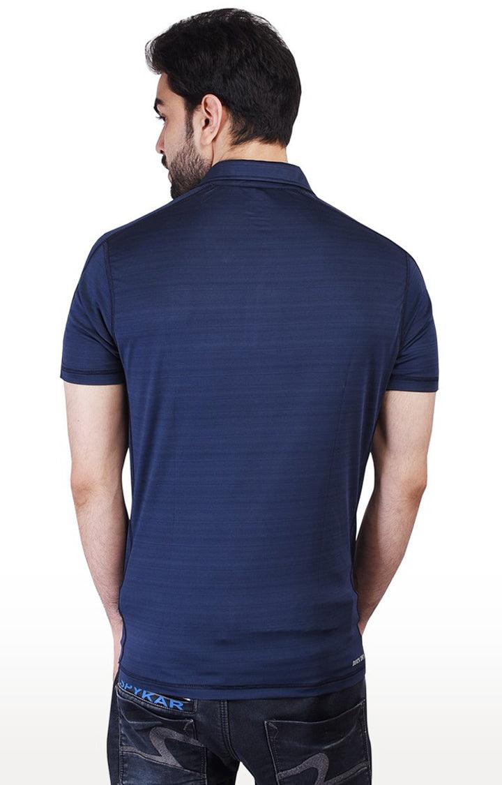 JAGURO Dark Blue Stripped Polo T-Shirt