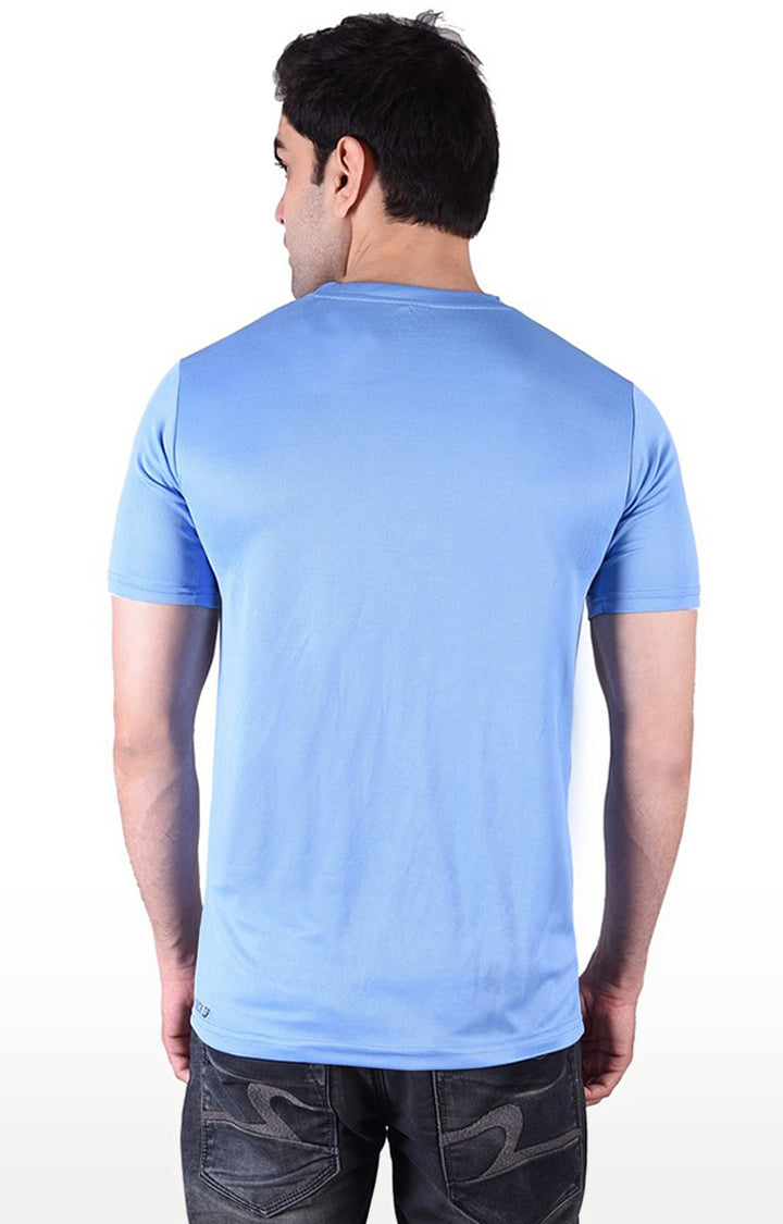 JAGURO Sky Blue Printed Sports T-Shirt
