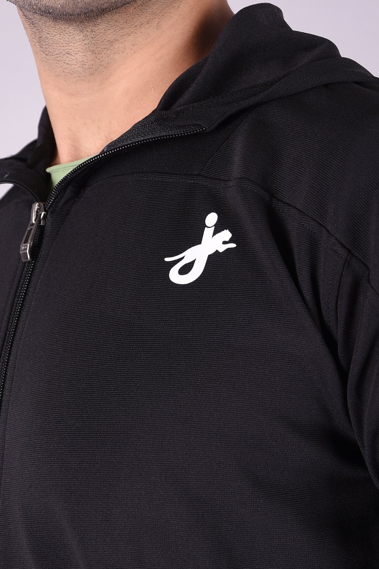 JAGURO Stylish Men's Polyester Zipper Black Hoody Jacket