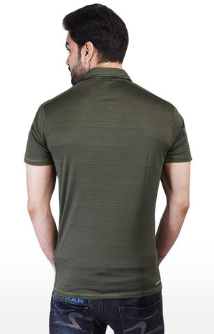 JAGURO Olive Stripped Polo T-Shirt