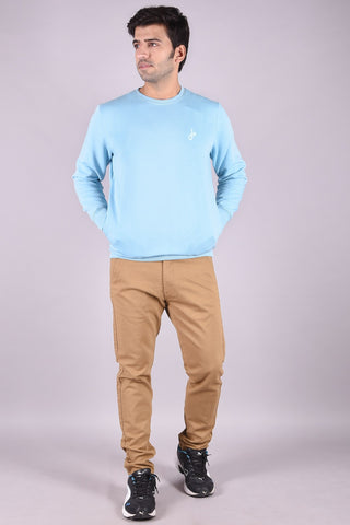 JAGURO Trendy Men's Cotton Sky Blue Sweatshirt