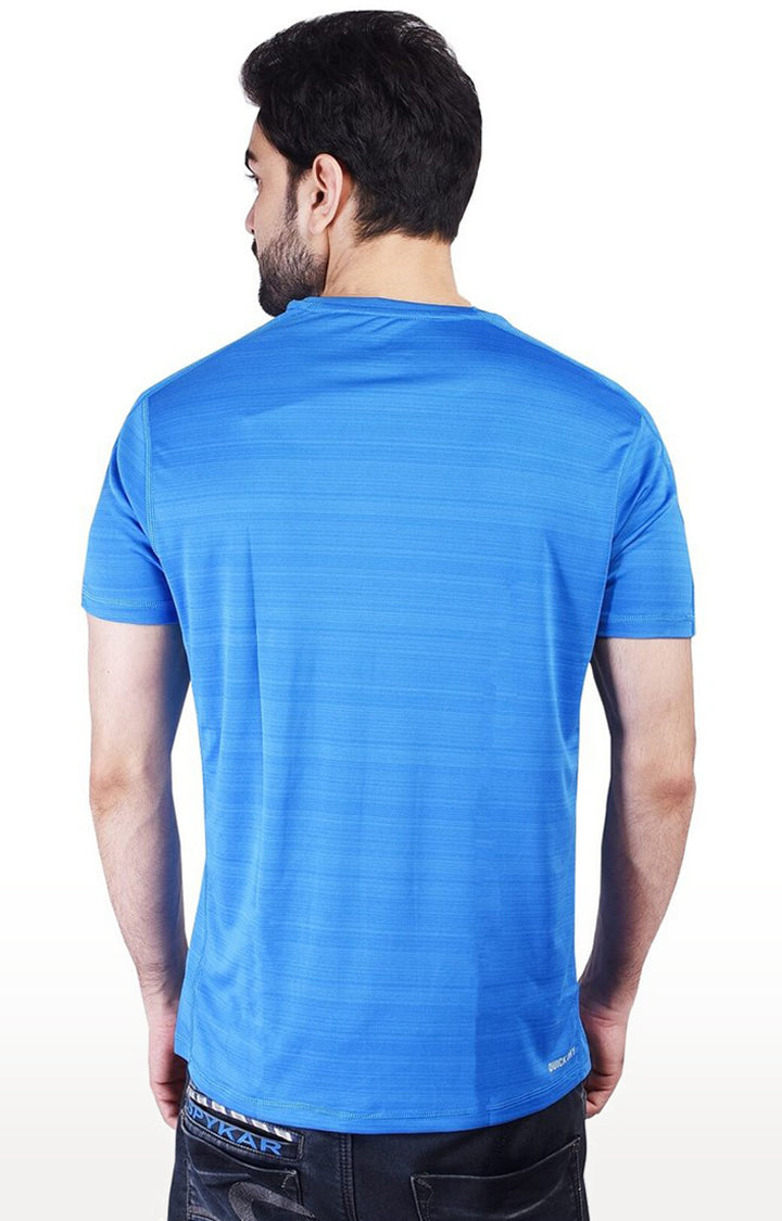 JAGURO Sky Blue Striped Sports T-Shirt