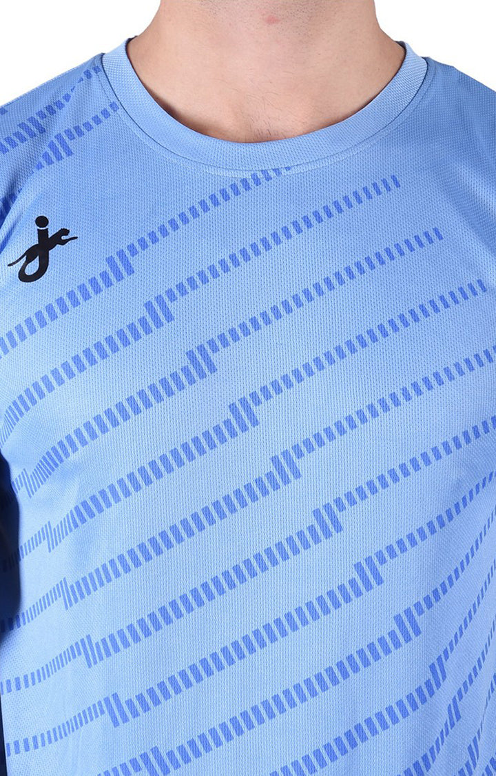 JAGURO Sky Blue Printed Sports T-Shirt
