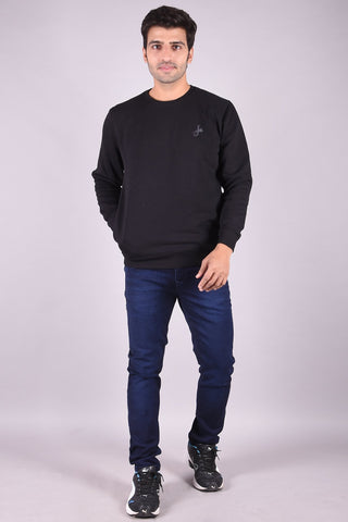 JAGURO Trendy Men's Cotton Black Sweatshirt