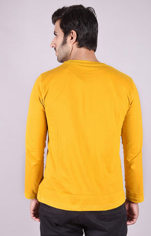 JAGURO Mustard Fit Type Full-Sleeves T-Shirt