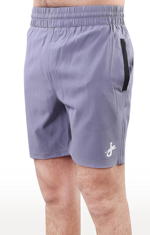 JAGURO Light Grey Polyester Activewear Shorts