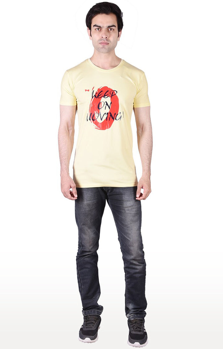JAGURO Yellow Regular Printed T-Shirt