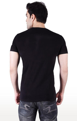 JAGURO Black Cotton Printed T-Shirt