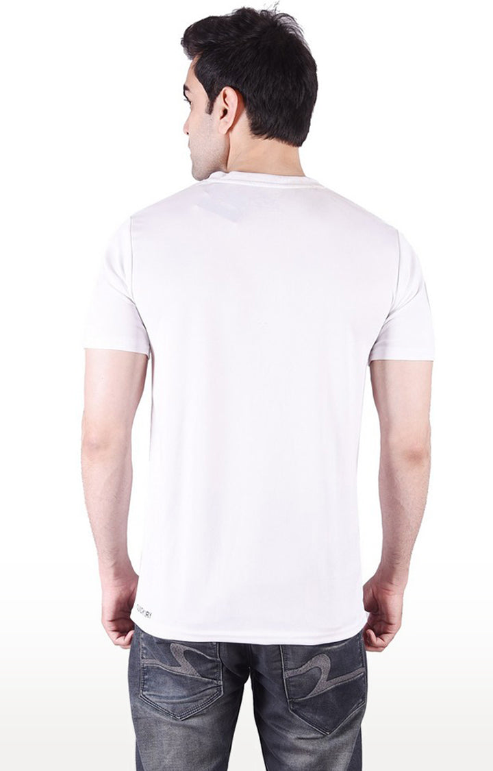 JAGURO White Printed Sports T-Shirt