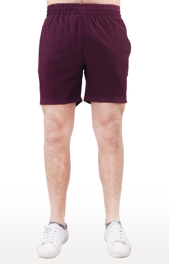 JAGURO Maroon Polyester Activewear Shorts