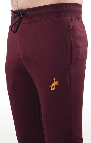 JAGURO Maroon Cotton Solid Trackpant