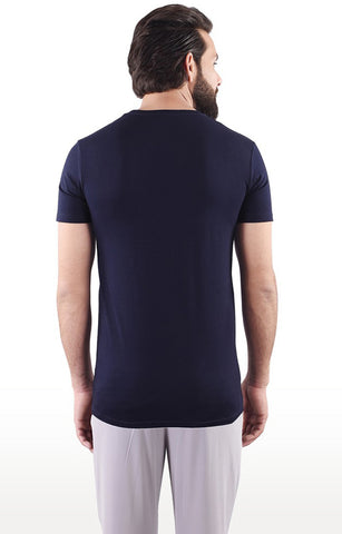 JAGURO Blue Solid Printed T-Shirt