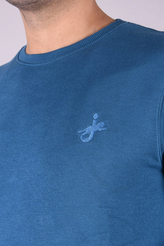 JAGURO Trendy Men's Cotton Teal Blue Sweatshirt