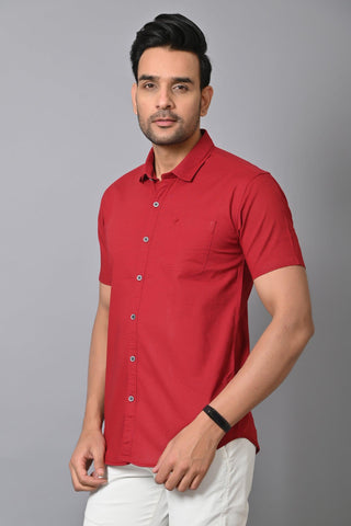 Jaguro Men's Half sleeve Shirt Cotton Maroon