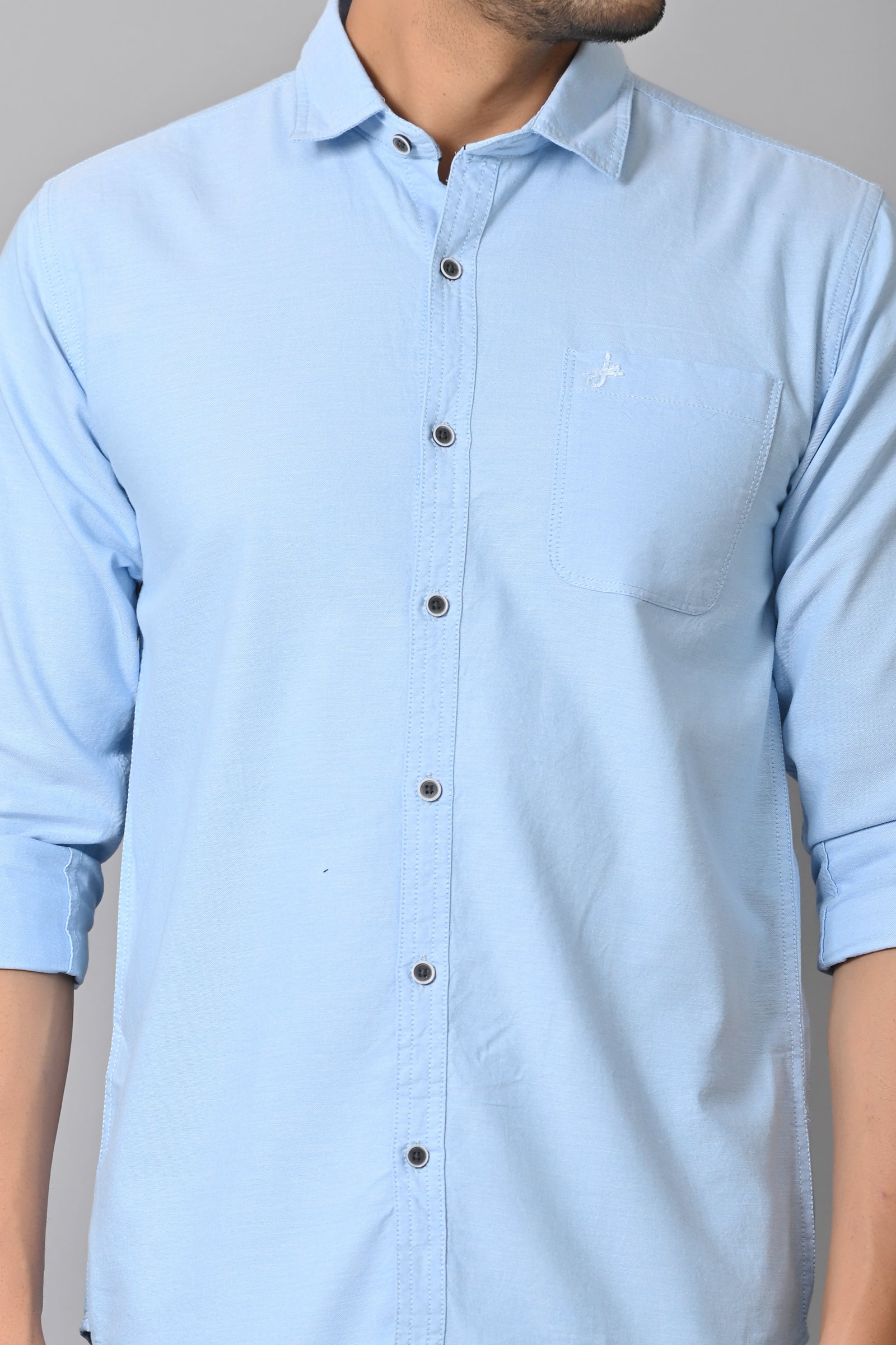 Jaguro Men's Formal Shirt Cotton  Sky Blue