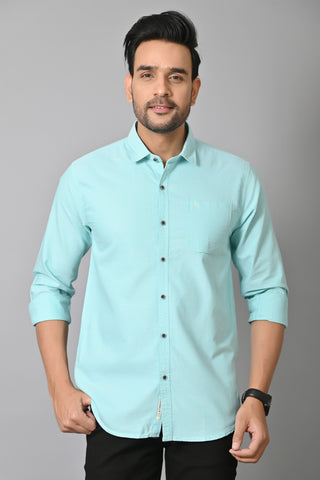 Jaguro Men's Formal Shirt Cotton Turquoise