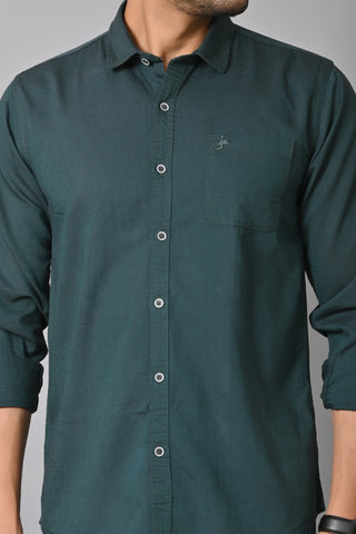 Jaguro Men's Formal Shirt Cotton Bottle Green