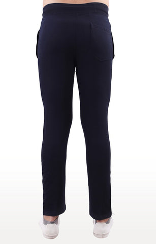 JAGURO Navy Blue Cotton Solid Trackpant