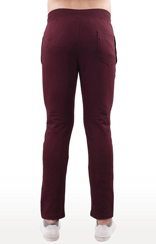 JAGURO Maroon Cotton Solid Trackpant