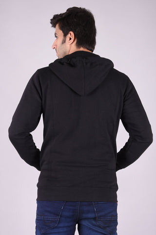 JAGURO Stylish Men's Cotton Zipper Black Hoody Jacket