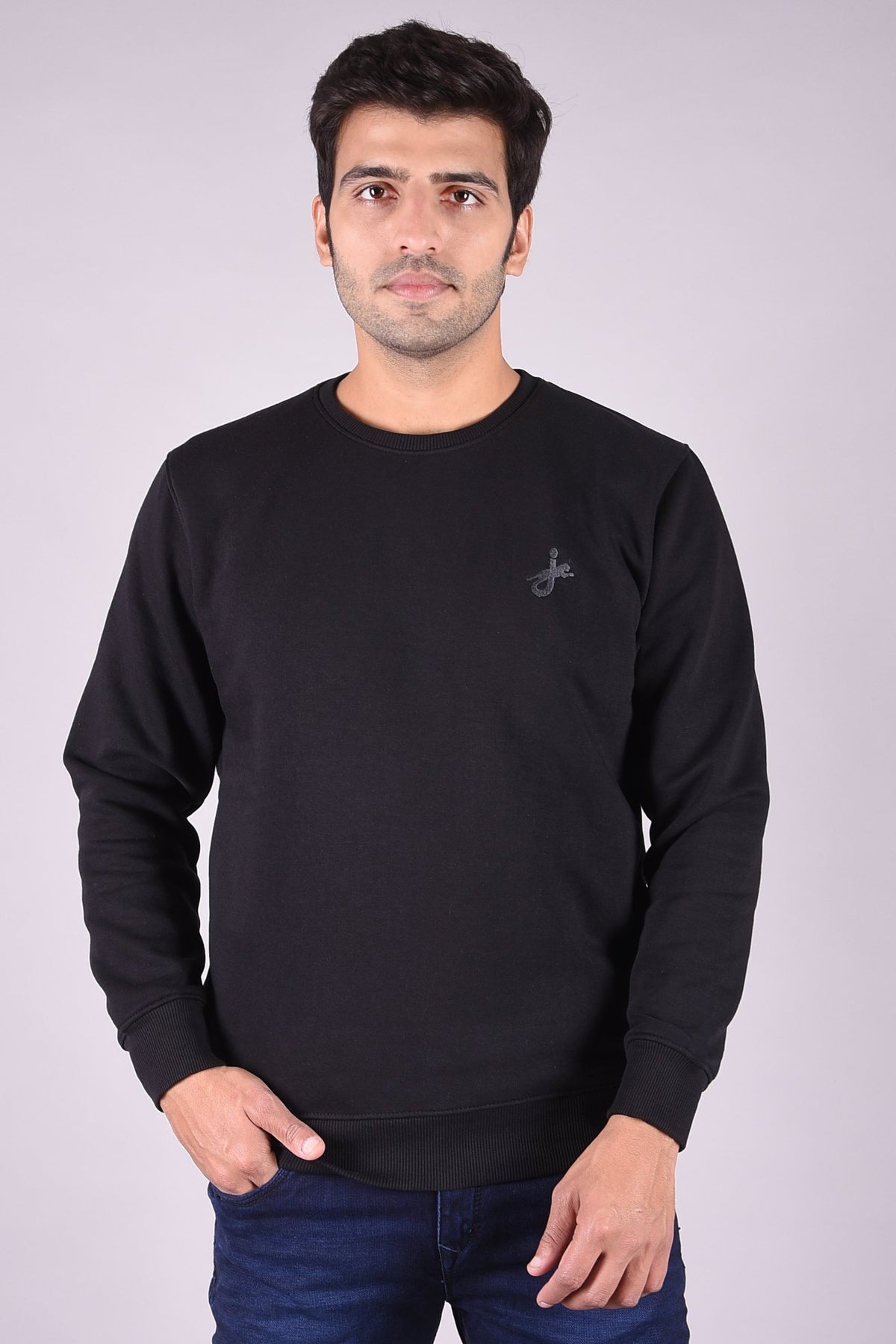 JAGURO Trendy Men's Cotton Black Sweatshirt