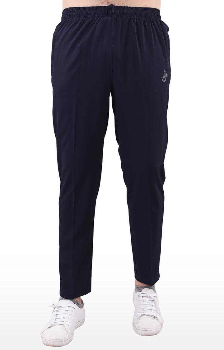 JAGURO Men's Blue Polyester Solid Trackpant