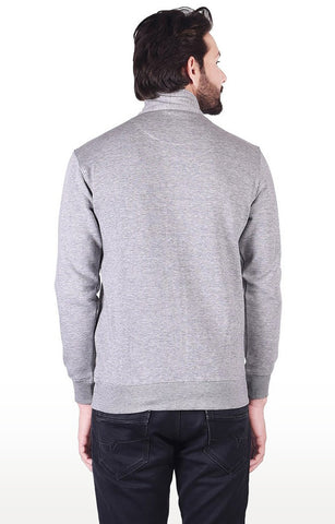 JAGURO Grey Solid Front Open Sweatshirt