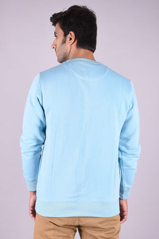 JAGURO Trendy Men's Cotton Sky Blue Sweatshirt