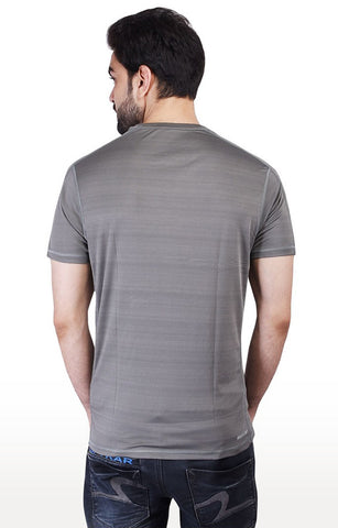 JAGURO Light Grey Striped Sports T-Shirt