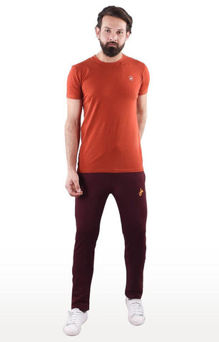 JAGURO Maroon Cotton Solid Trackpant